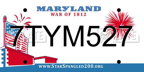 7TYM527 Maryland License Plate