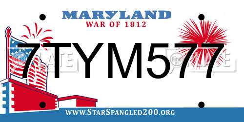 7TYM577 Maryland License Plate