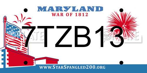 7TZB13 Maryland License Plate