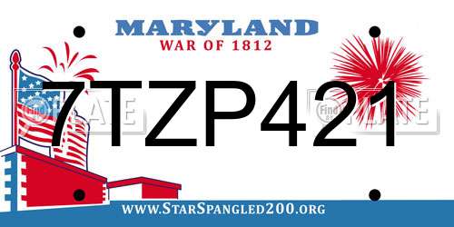 7TZP421 Maryland License Plate