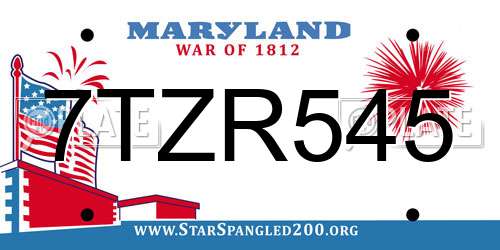 7TZR545 Maryland License Plate