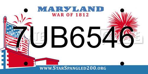 7UB6546 Maryland License Plate