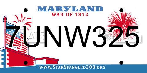 7UNW325 Maryland License Plate