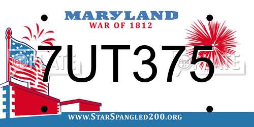 7UT375 Maryland License Plate