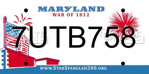 7UTB758 Maryland License Plate