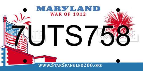 7UTS758 Maryland License Plate