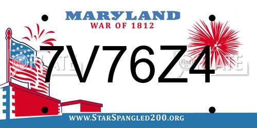7V76Z4 Maryland License Plate