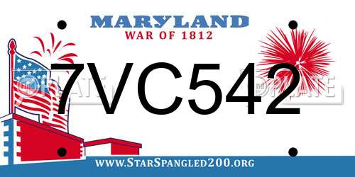 7VC542 Maryland License Plate