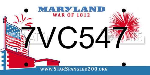 7VC547 Maryland License Plate