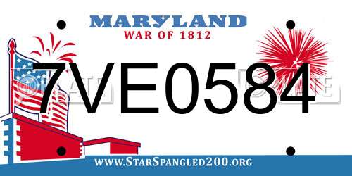 7VE0584 Maryland License Plate