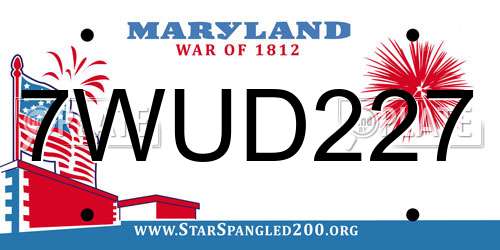 7WUD227 Maryland License Plate
