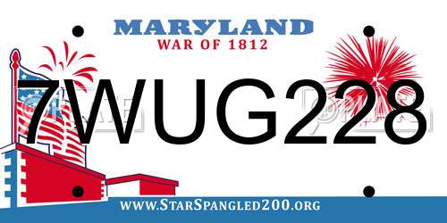 7WUG228 Maryland License Plate