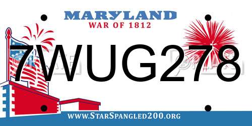 7WUG278 Maryland License Plate