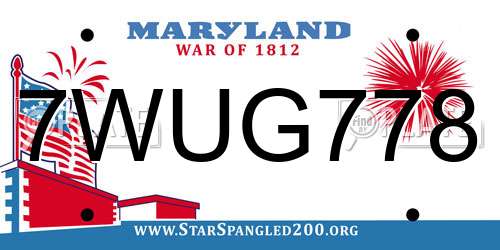 7WUG778 Maryland License Plate