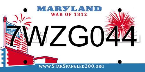 7WZG044 Maryland License Plate