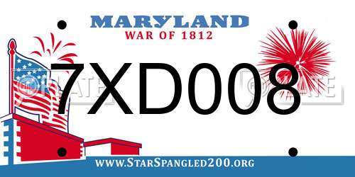 7XD008 Maryland License Plate