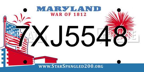 7XJ5548 Maryland License Plate