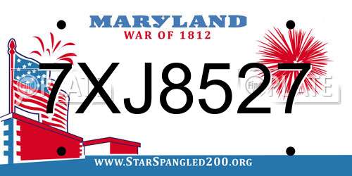 7XJ8527 Maryland License Plate