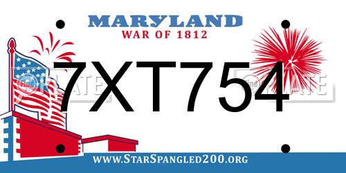 7XT754 Maryland License Plate