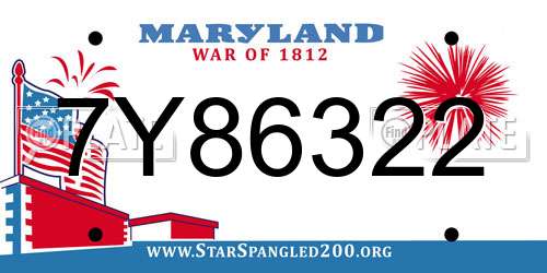 7Y86322 Maryland License Plate