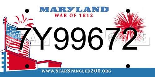7Y99672 Maryland License Plate