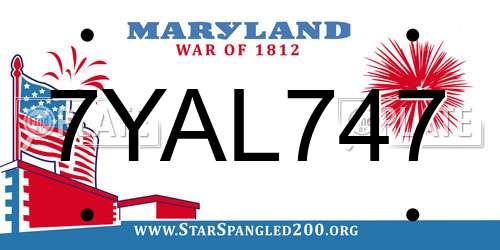 7YAL747 Maryland License Plate