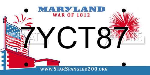 7YCT87 Maryland License Plate