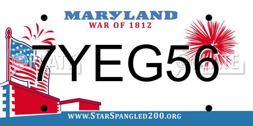 7YEG56 Maryland License Plate
