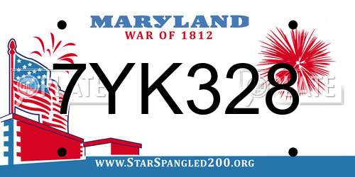 7YK328 Maryland License Plate