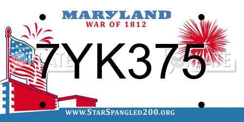 7YK375 Maryland License Plate