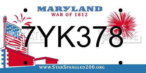 7YK378 Maryland License Plate