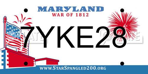 7YKE28 Maryland License Plate
