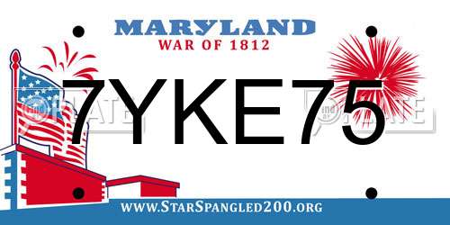7YKE75 Maryland License Plate