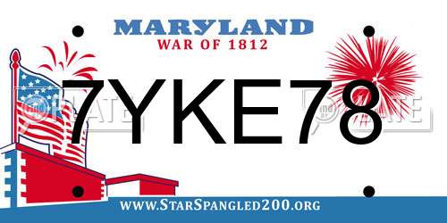 7YKE78 Maryland License Plate