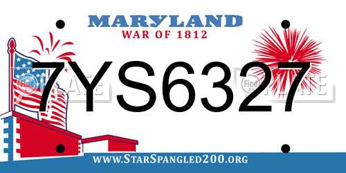7YS6327 Maryland License Plate