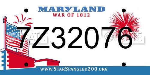 7Z32076 Maryland License Plate