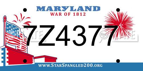 7Z4377 Maryland License Plate