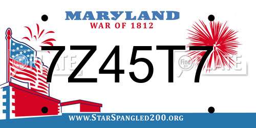 7Z45T7 Maryland License Plate