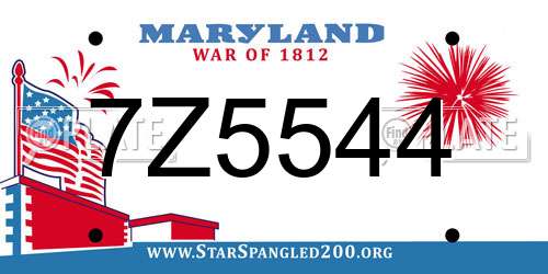 7Z5544 Maryland License Plate