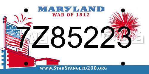 7Z85223 Maryland License Plate