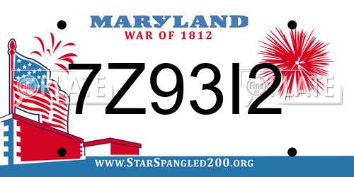 7Z93I2 Maryland License Plate