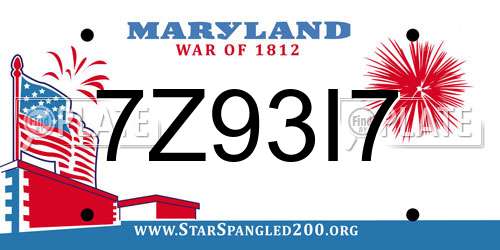 7Z93I7 Maryland License Plate