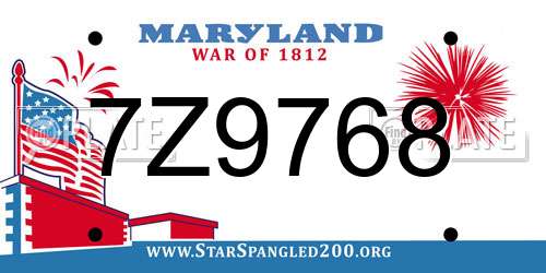 7Z9768 Maryland License Plate
