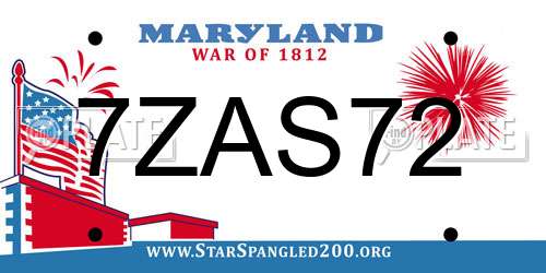 7ZAS72 Maryland License Plate