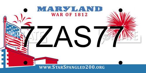 7ZAS77 Maryland License Plate
