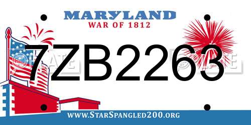 7ZB2263 Maryland License Plate