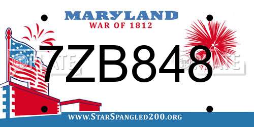 7ZB848 Maryland License Plate