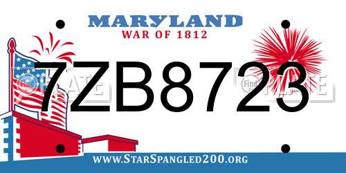7ZB8723 Maryland License Plate