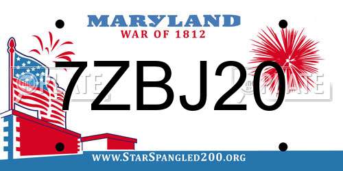 7ZBJ20 Maryland License Plate