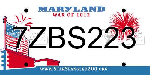 7ZBS223 Maryland License Plate